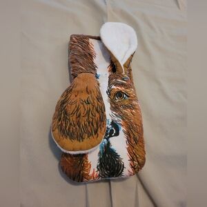 Vintage Anthropomorphic Dog Face Oven Mitt Big Mouth Eating Bone Retro
